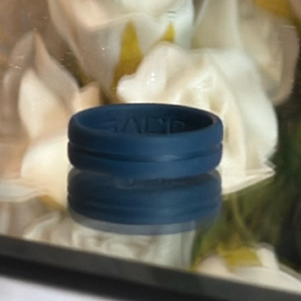 SACO Men’s Silicone Wedding Ring Flex Grooved Sz 12 Navy Blue
